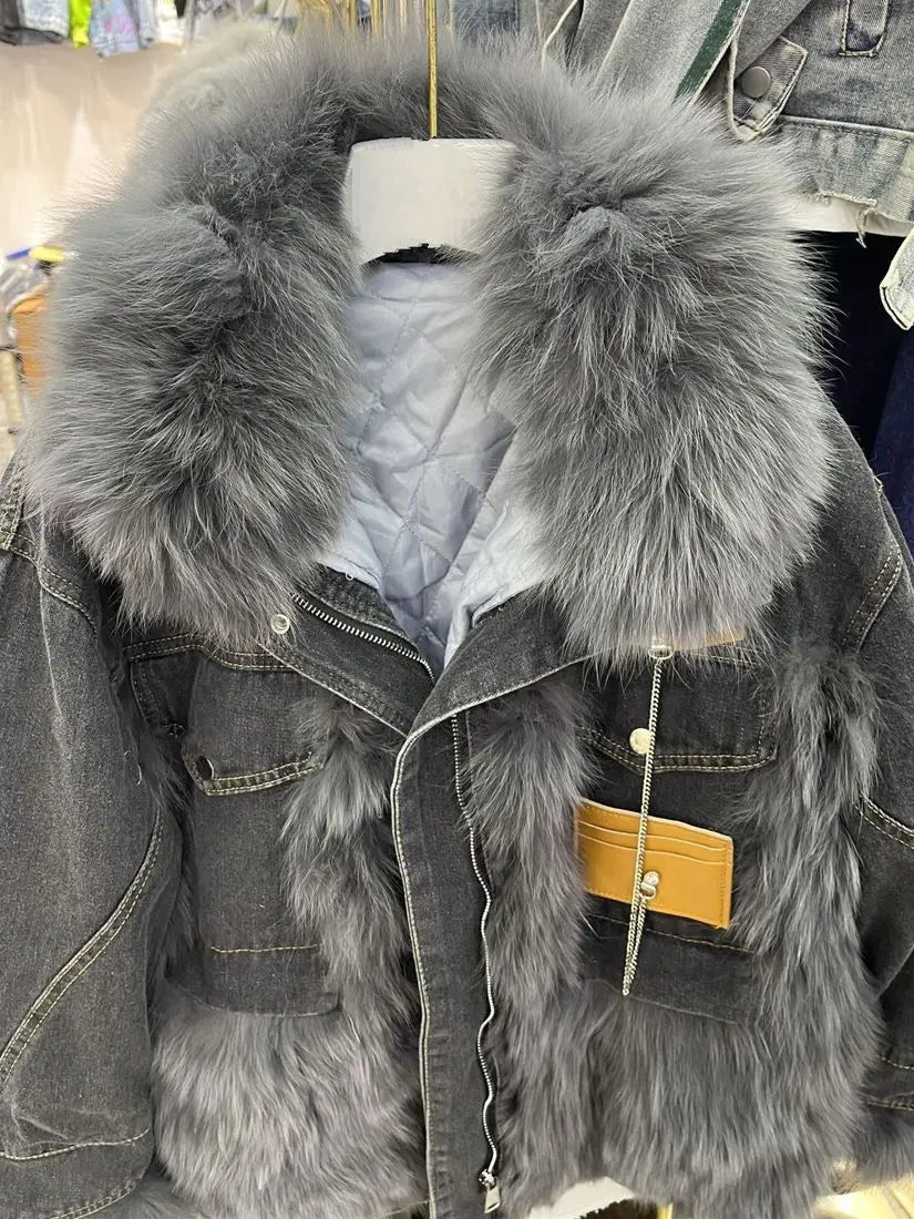Casaco Feminino Jeans Para Inverno Peluciado Confortável