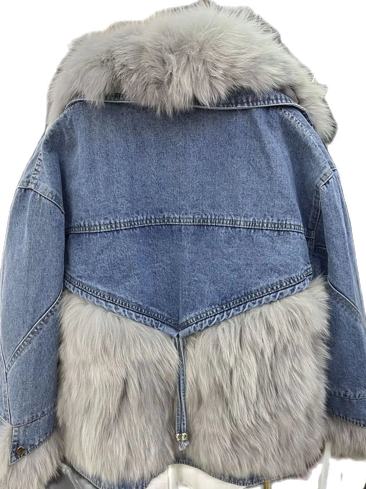Casaco Feminino Jeans Para Inverno Peluciado Confortável