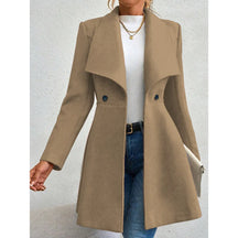 Casaco Feminino de Inverno com Gols Lapel e Botões