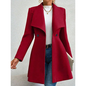 Casaco Feminino de Inverno com Gols Lapel e Botões