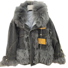 Casaco Feminino Jeans Para Inverno Peluciado Confortável