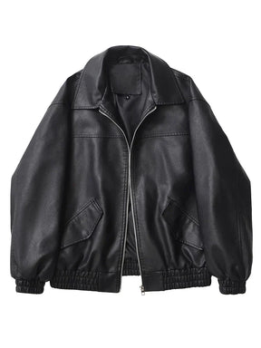 Casaco Feminino Curto em Faux Leather com Toque Vintage