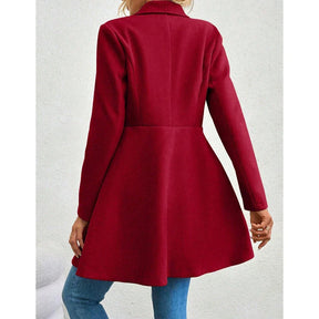 Casaco Feminino de Inverno com Gols Lapel e Botões