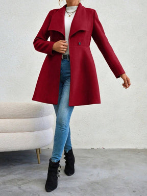 Casaco Feminino de Inverno com Gols Lapel e Botões