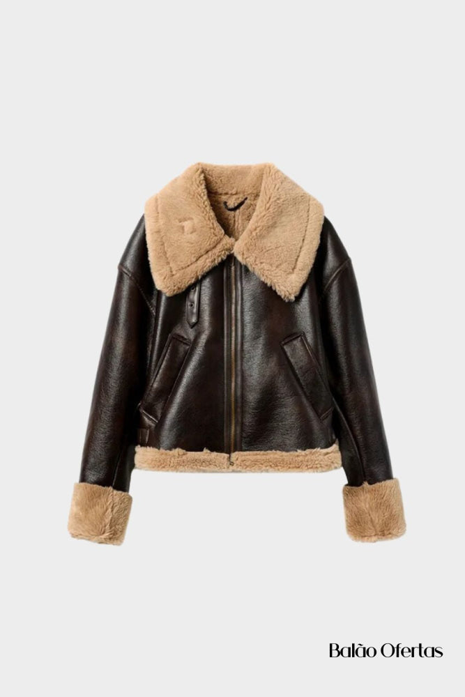 Casaco Feminino de Pele Vintage