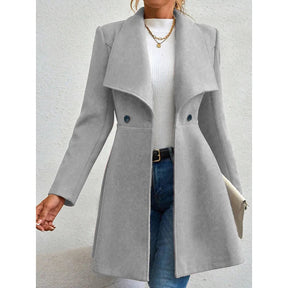 Casaco Feminino de Inverno com Gols Lapel e Botões