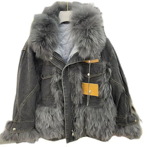 Casaco Feminino Jeans Para Inverno Peluciado Confortável