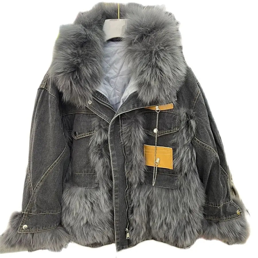 Casaco Feminino Jeans Para Inverno Peluciado Confortável