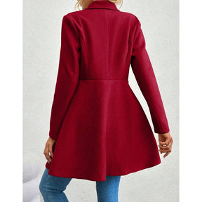 Casaco Feminino de Inverno com Gols Lapel e Botões